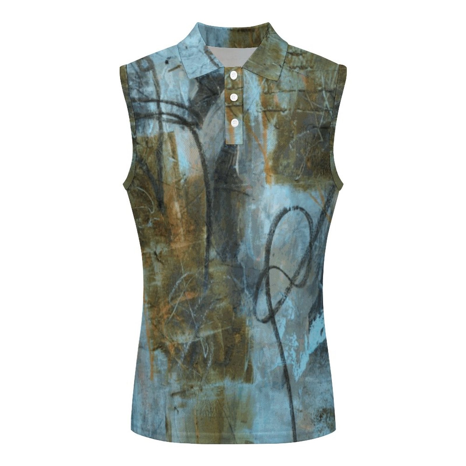 140gsm Women's Sleeveless Polo Shirt(All-Over Printing)
