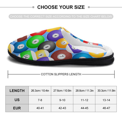 Pool Balls Cotton Men's Slippers – Comfortable Indoor House Slippers