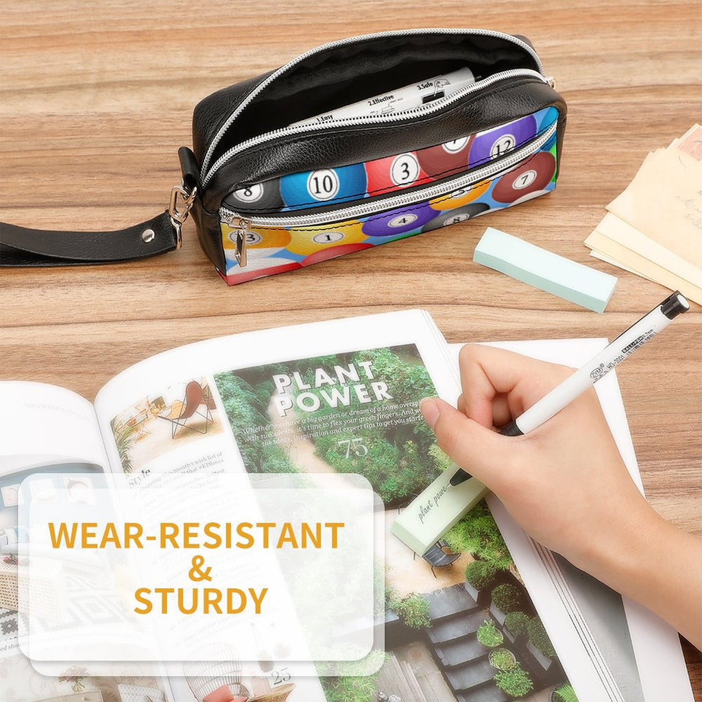Pool Balls Collection: Versatile Cosmetic Bag & Pencil Case Pouch