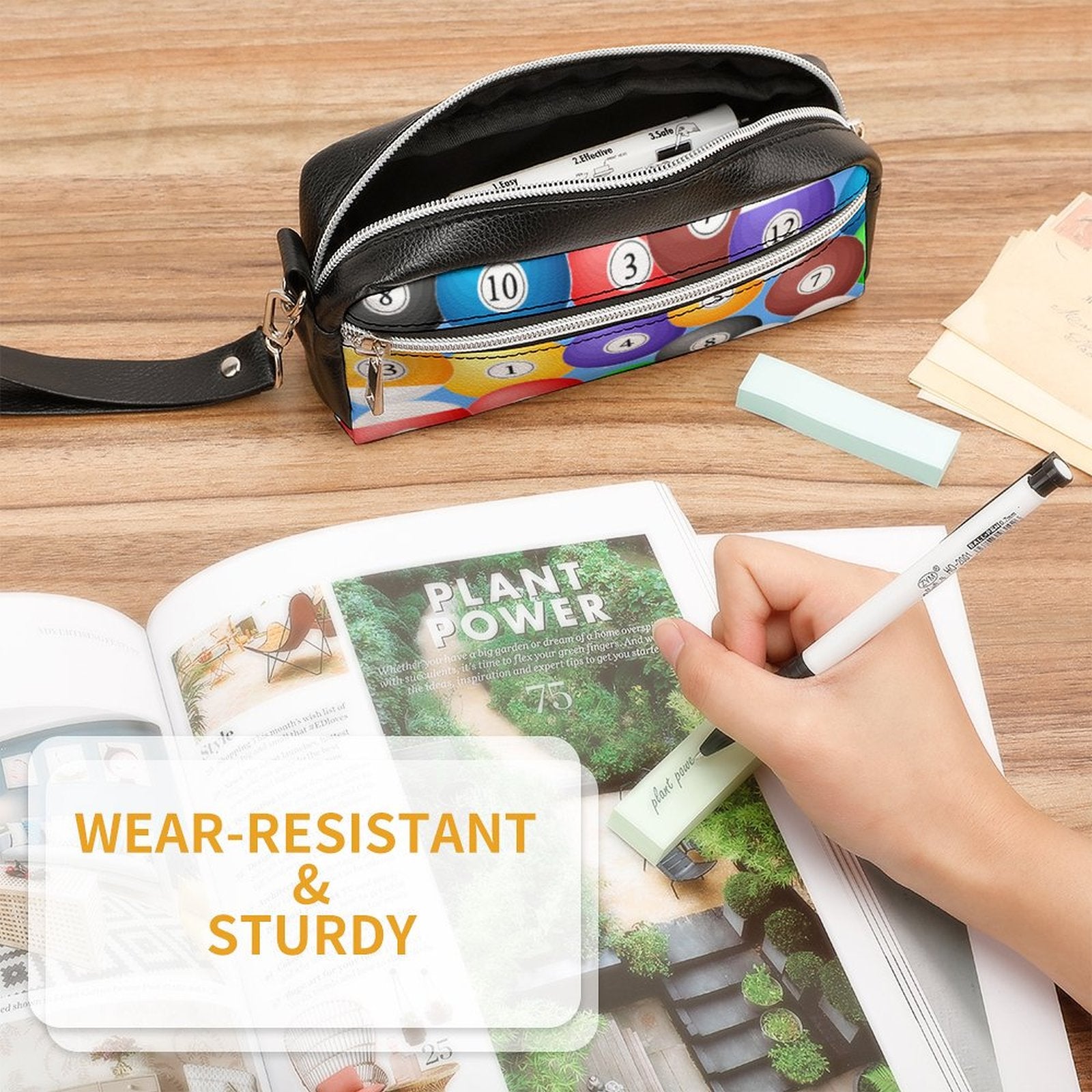 Pool Balls Collection: Versatile Cosmetic Bag & Pencil Case Pouch