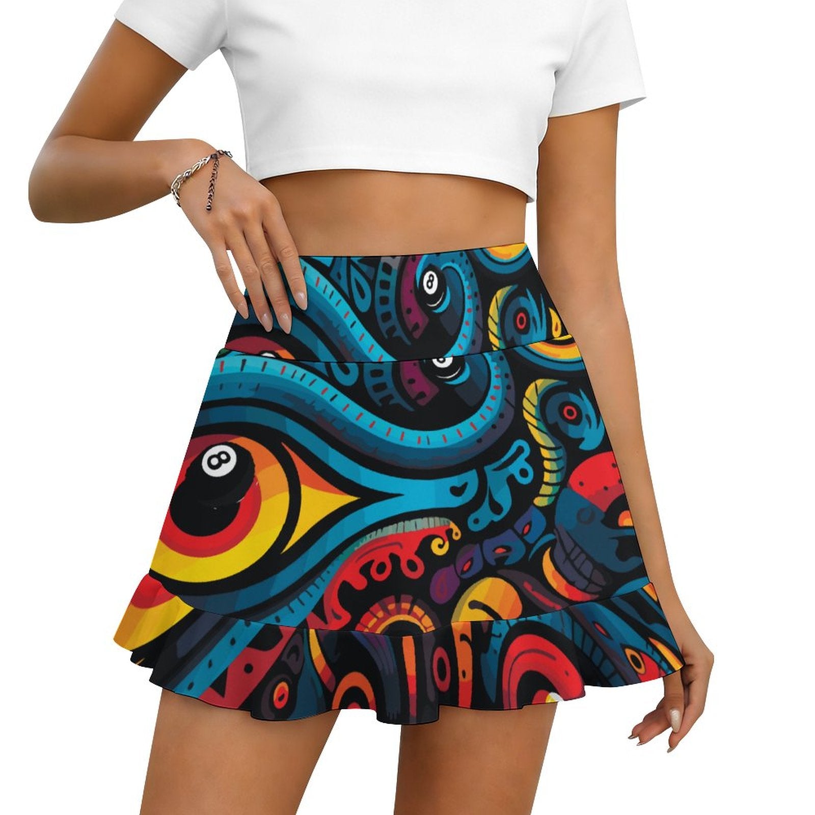 180gsm Ruffled Yoga Skort with Pockets(All-Over Printing)