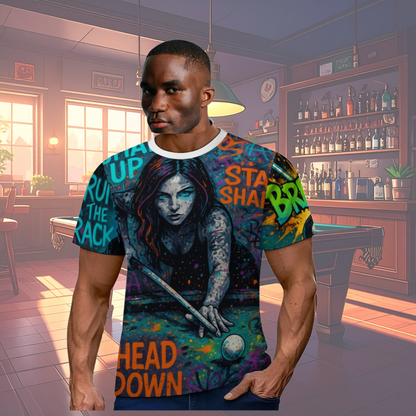 "Chalked Up"  Billiards Graphic Men’s T-Shirt –  Soft Touch, Ultra-Vivid Design