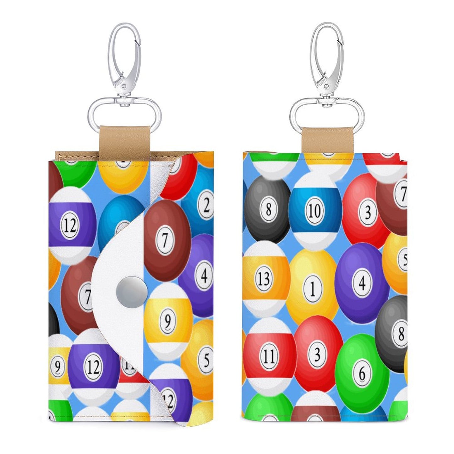 Leather Key Holder Pouch – Pool Balls Collection