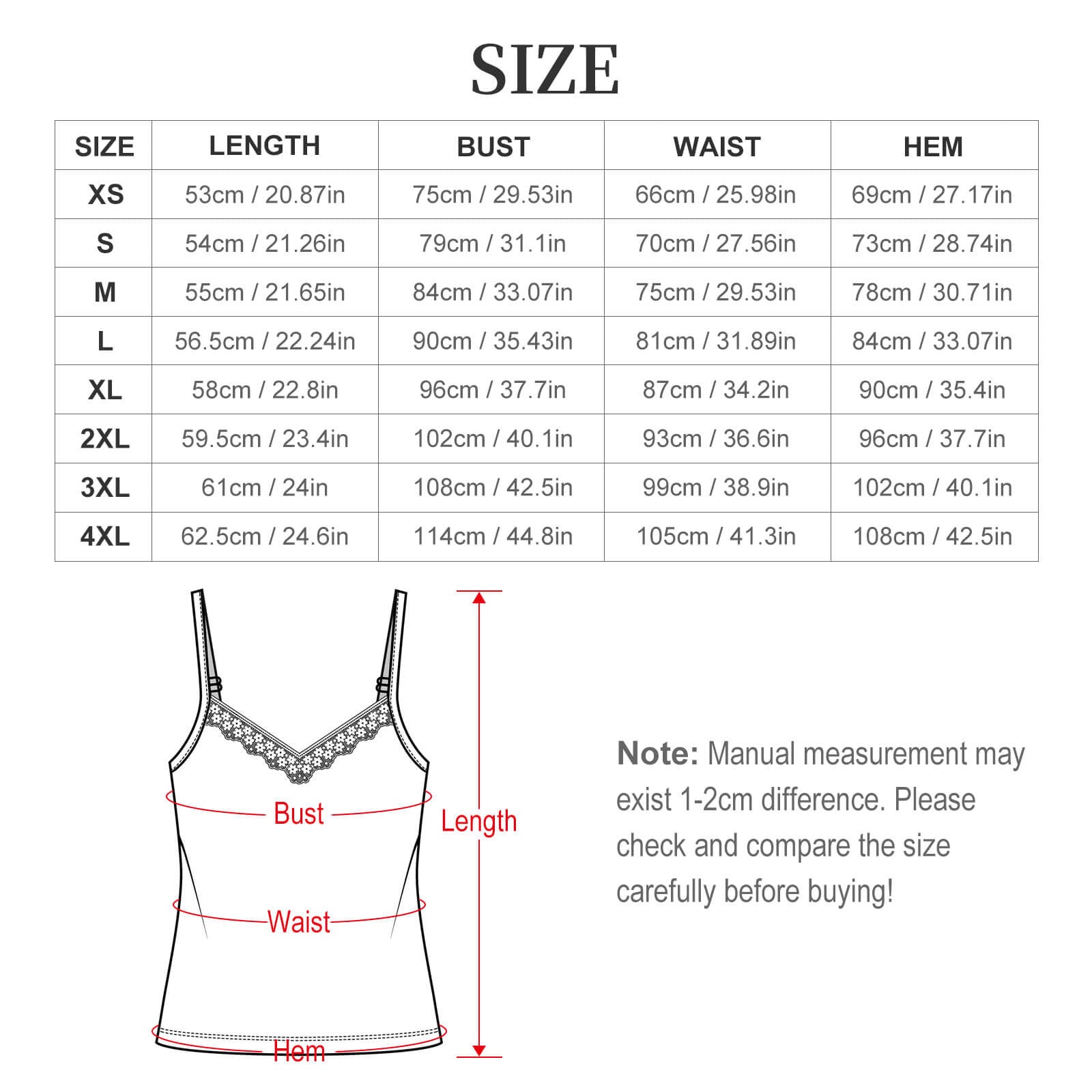 City Collection - Women's V-Neck Lace Camisole