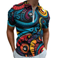 Dead Stroke Cotton Zip Short Sleeve POLO Shirt for Men(