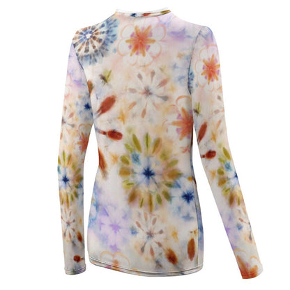 Women's Long Sleeve Sun Protection Shirt-UPF 40 UV Rash Guard for Hiking(All-over Printing)
