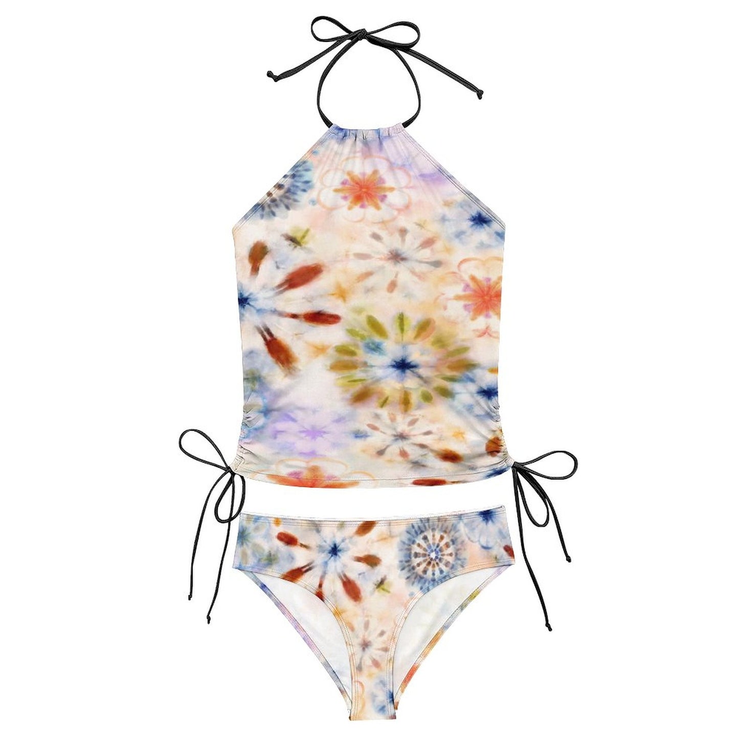 2-Piece Women's Tankini Set with High Neck Halter Top(All-Over Printing)