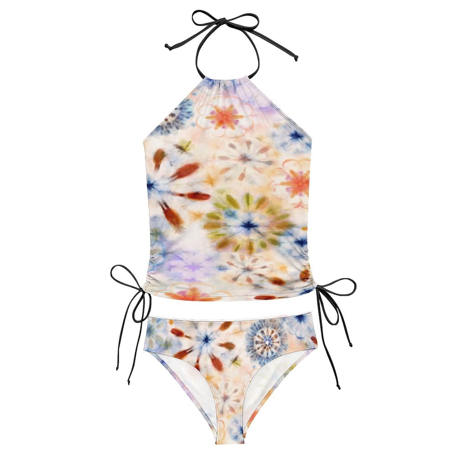 2-Piece Women's Tankini Set with High Neck Halter Top(All-Over Printing)