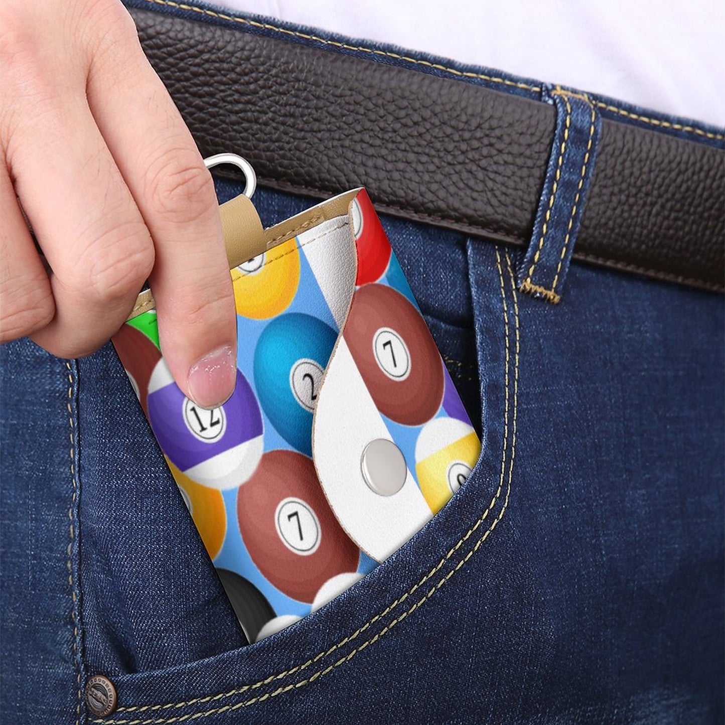 Leather Key Holder Pouch – Pool Balls Collection