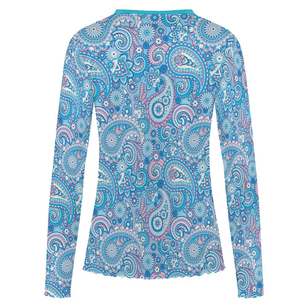 City Apparel - Women's  Long Sleeve Paisley Mesh Shirt