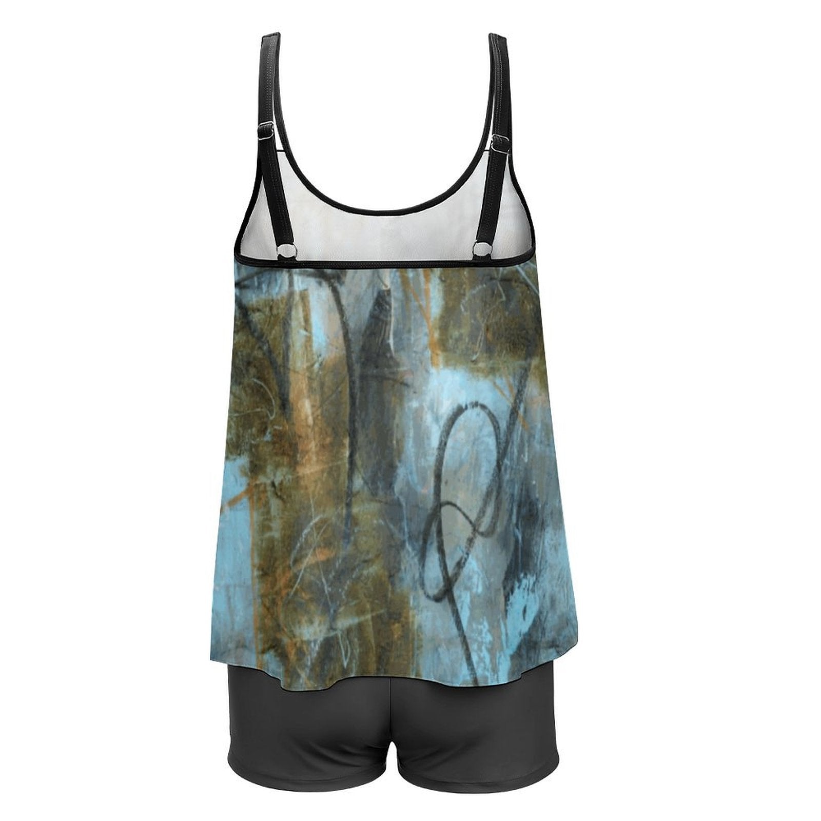 Plus Size Women Tankini 2-Piece Swimsuit(All-Over Printing on the Top)
