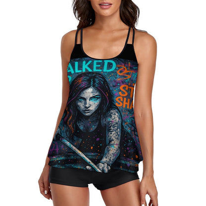 "Chalked UP"  – Women’s Two-Piece Tankini Swimsuit | Pool Player Edition