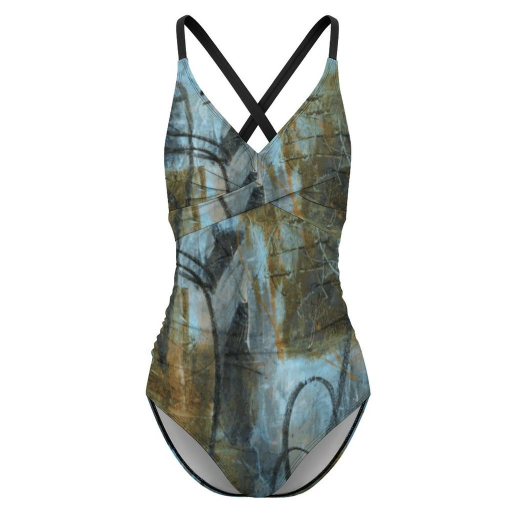 190gsm Backless One-Piece Swimsuit(All-Over Printing)