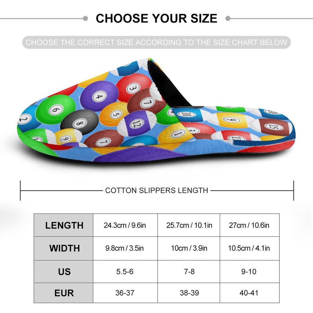 Pool Balls Collection - Women's Flannel Cotton Slippers