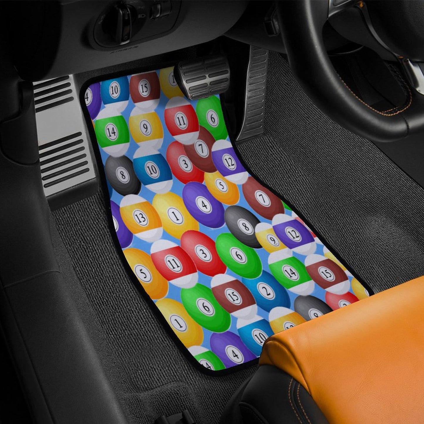 Poolball Car Floor Mat Set (4-Piece) – Anti-Slip Interior Protection Mats (Set of 4)