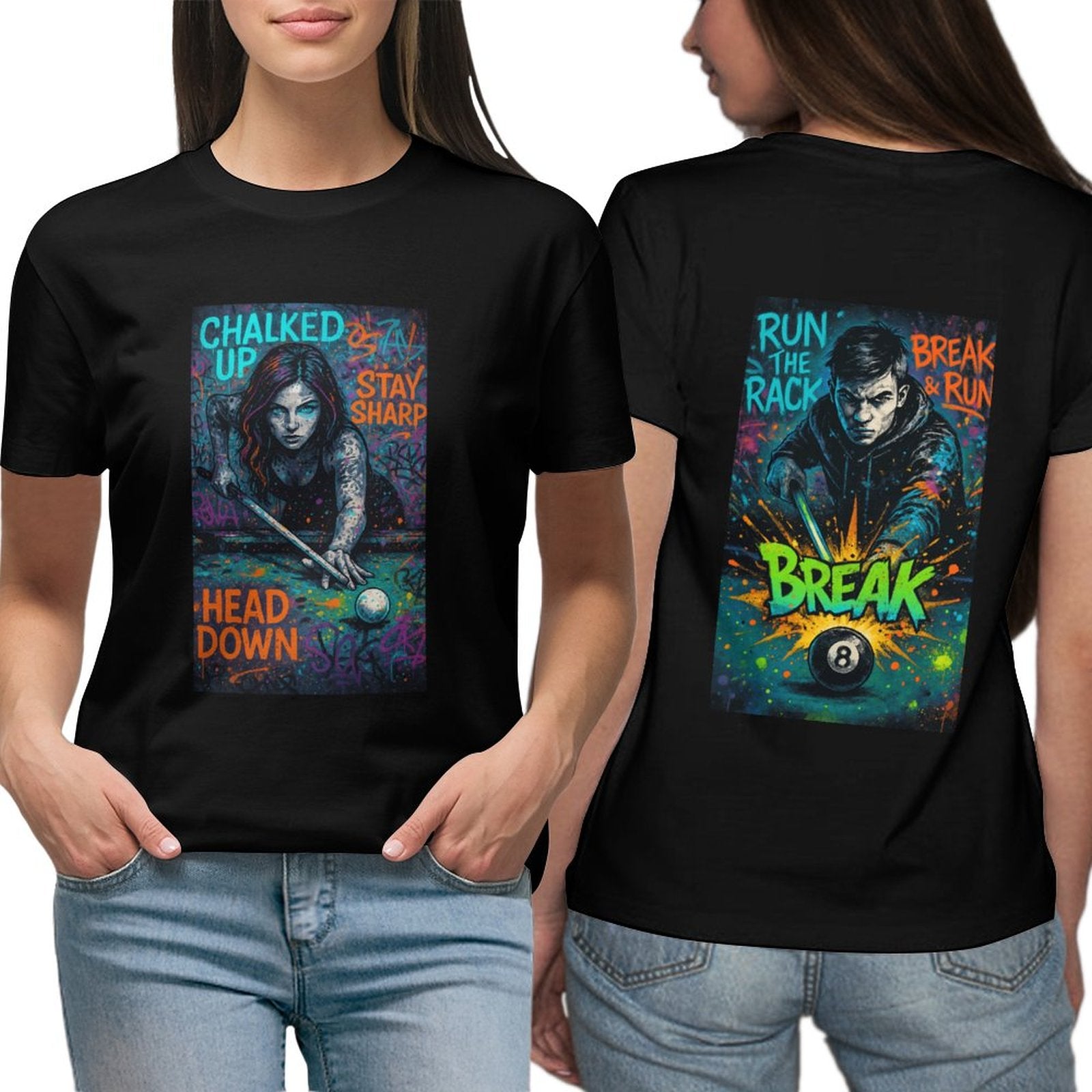 Chalked Up Women's Graphic Tees - Front and Back Graphic