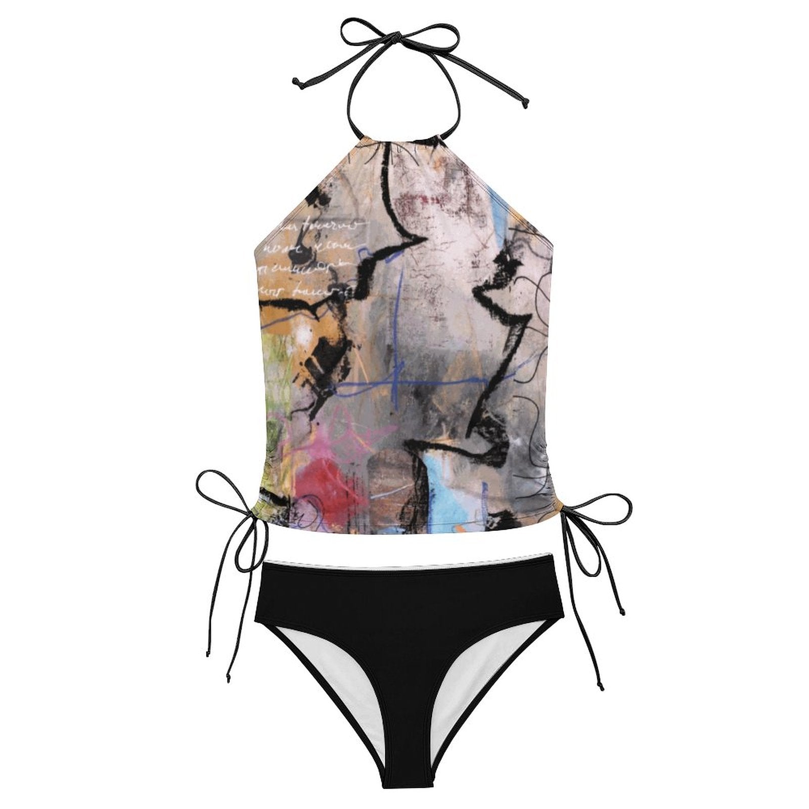City Collection - 2-Piece Women's High-Neck Halter Tankini Set