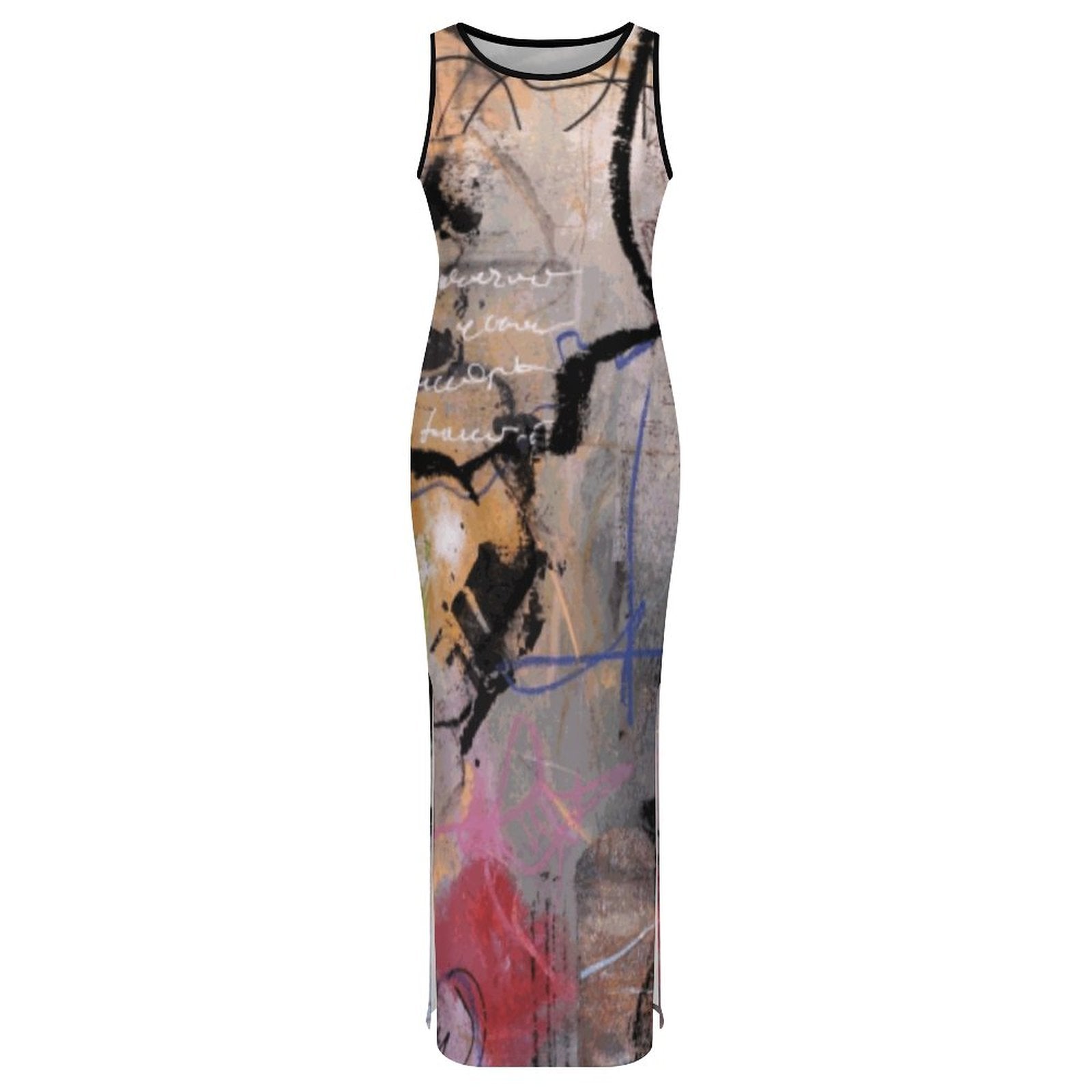 City Collection - Women's Slit Fitted Camisole Cheongsam Dress