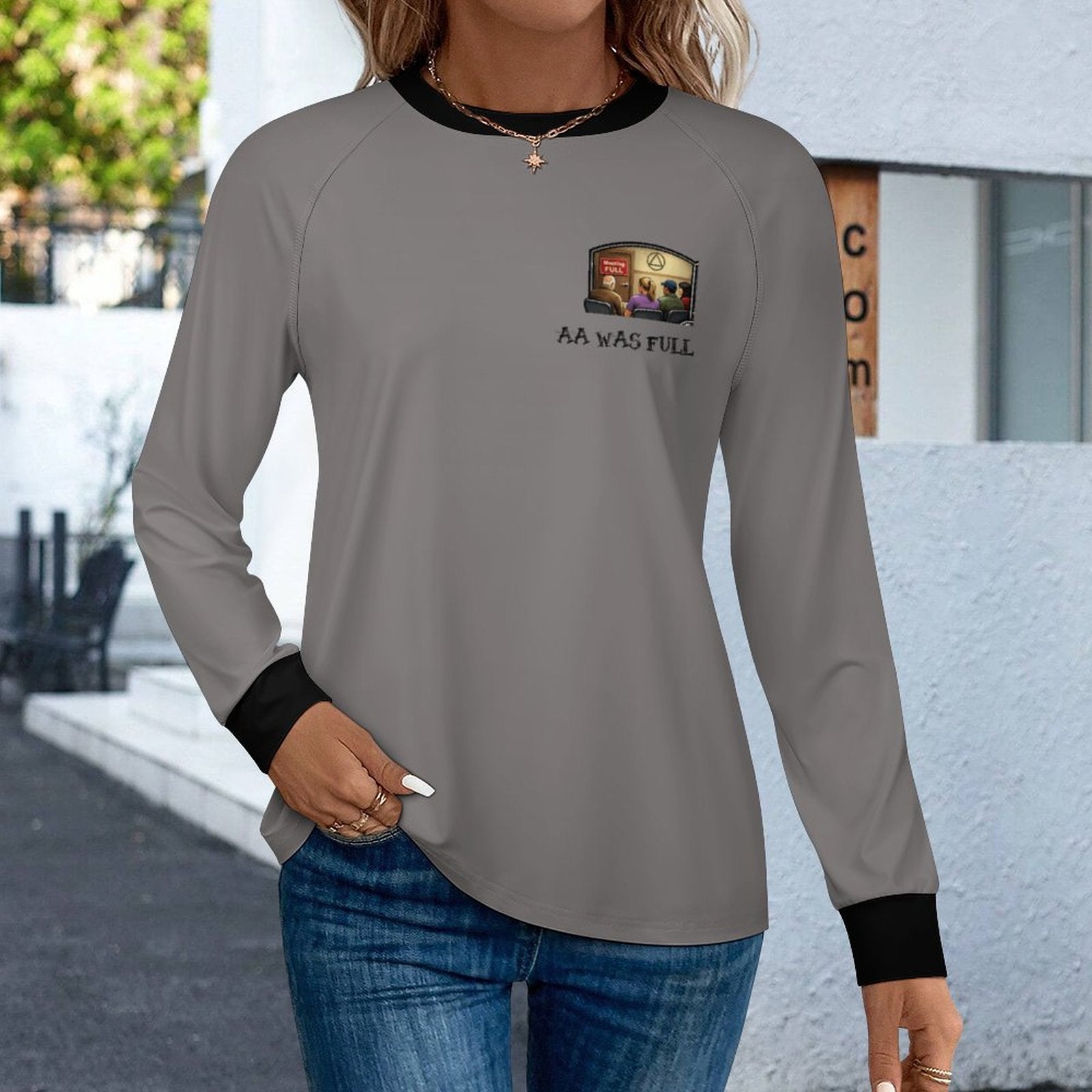 "AA Was Full"  Women’s Cool-Touch Long Sleeve Performance T-Shirt – UPF 50+ Quick-Dry Crewneck