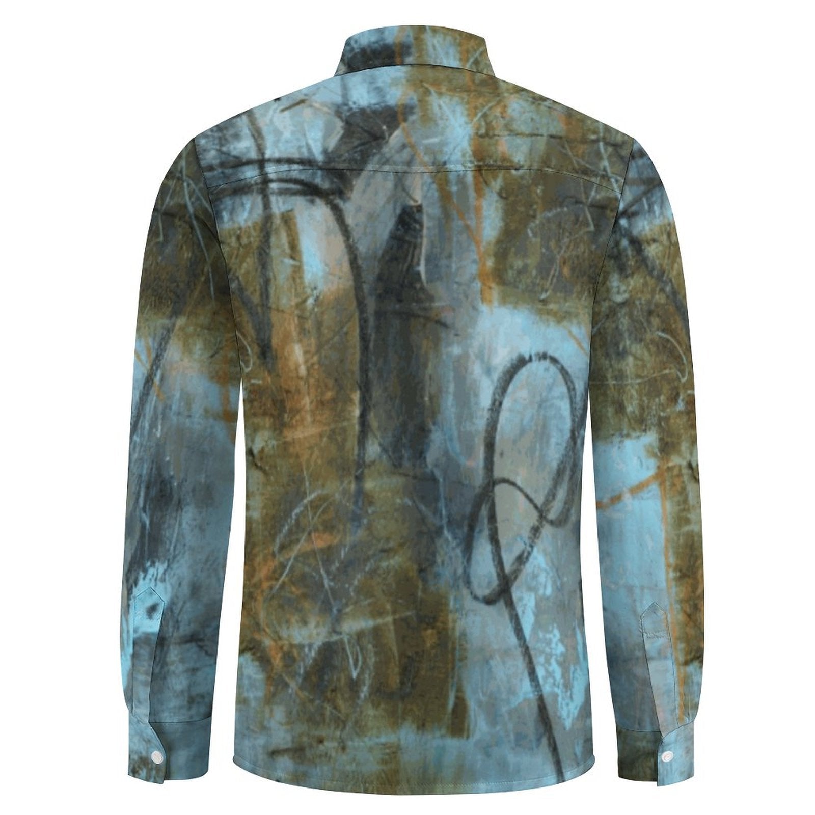 Blue Felt Men's Casual Long-Sleeve Shirt