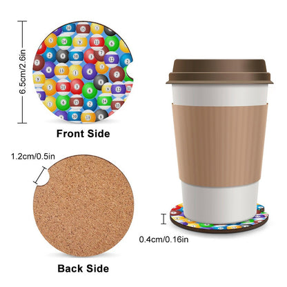 Poolball Wooden Car Coaster – Cup Holder Protector Set