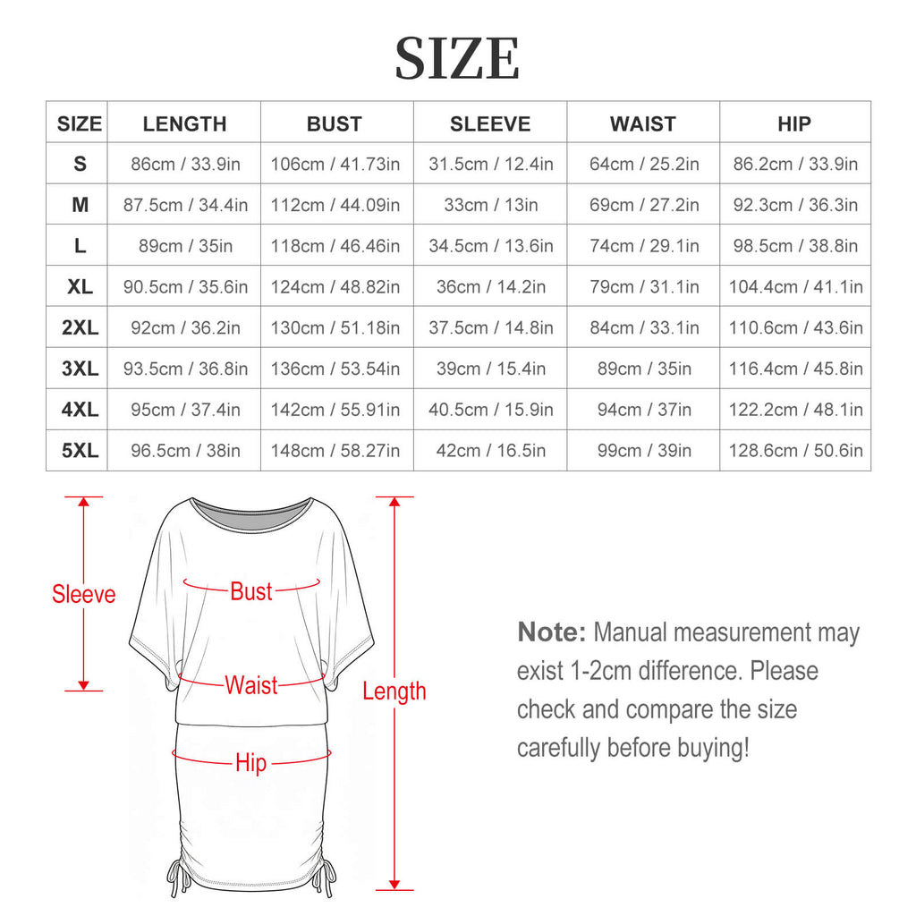 City Collection - Women's Bat Sleeve Ruched Dress