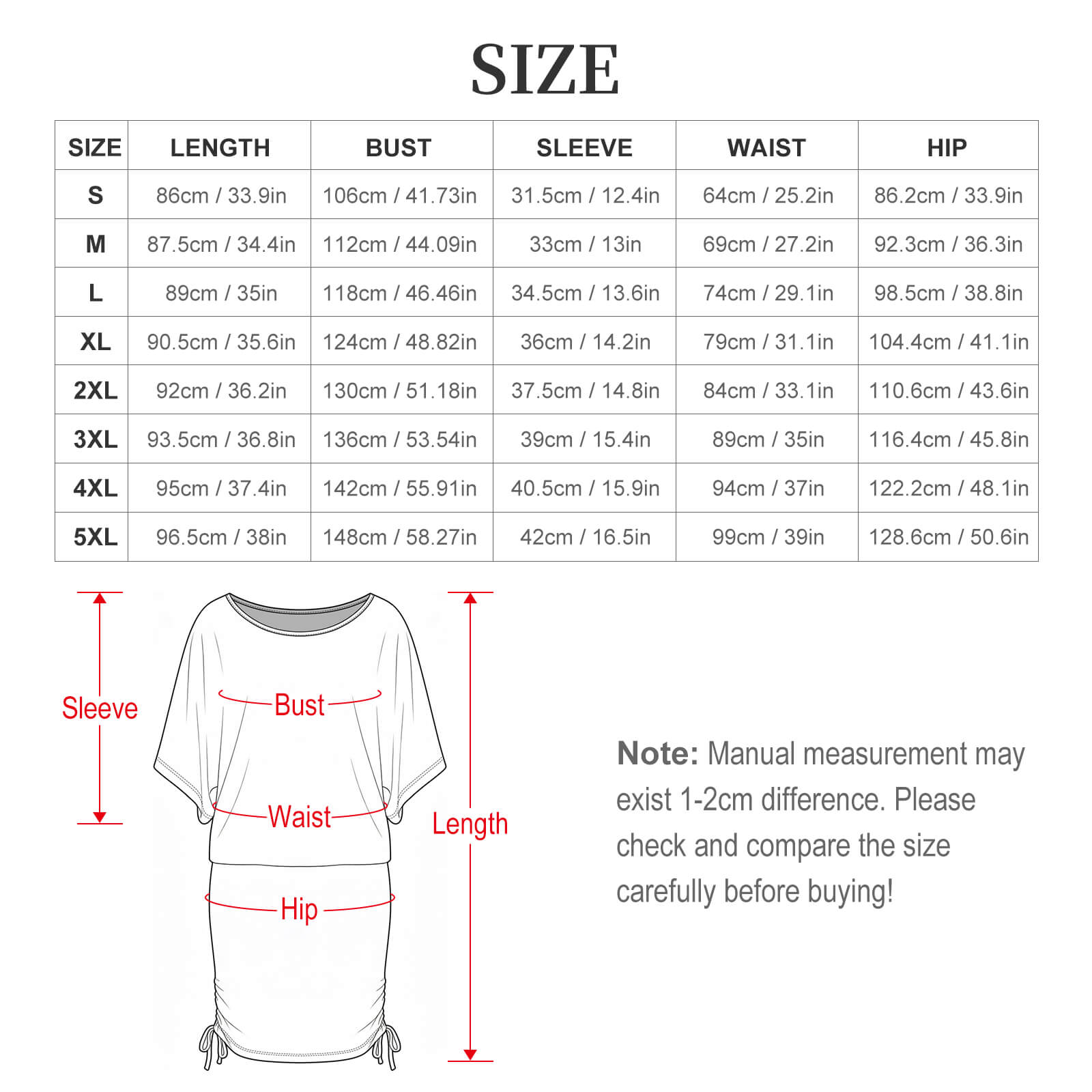 City Collection - Women's Bat Sleeve Ruched Dress