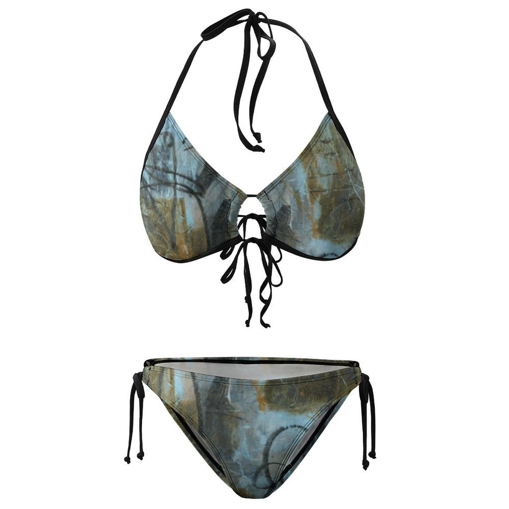 Halter Tie Front Bikini Set(All-Over Printing)