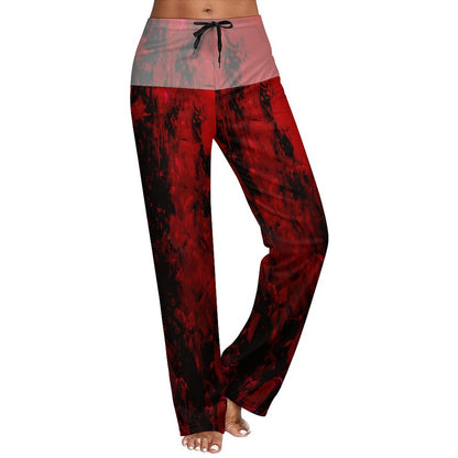 Red Crush City - Straight-Leg Drawstring Yoga Pants