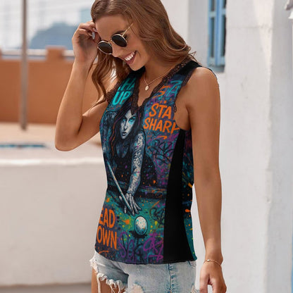 Chalked Up -Women’s Printed V-Neck Cami Top – Slim Fit, Lightweight &amp; Versatile