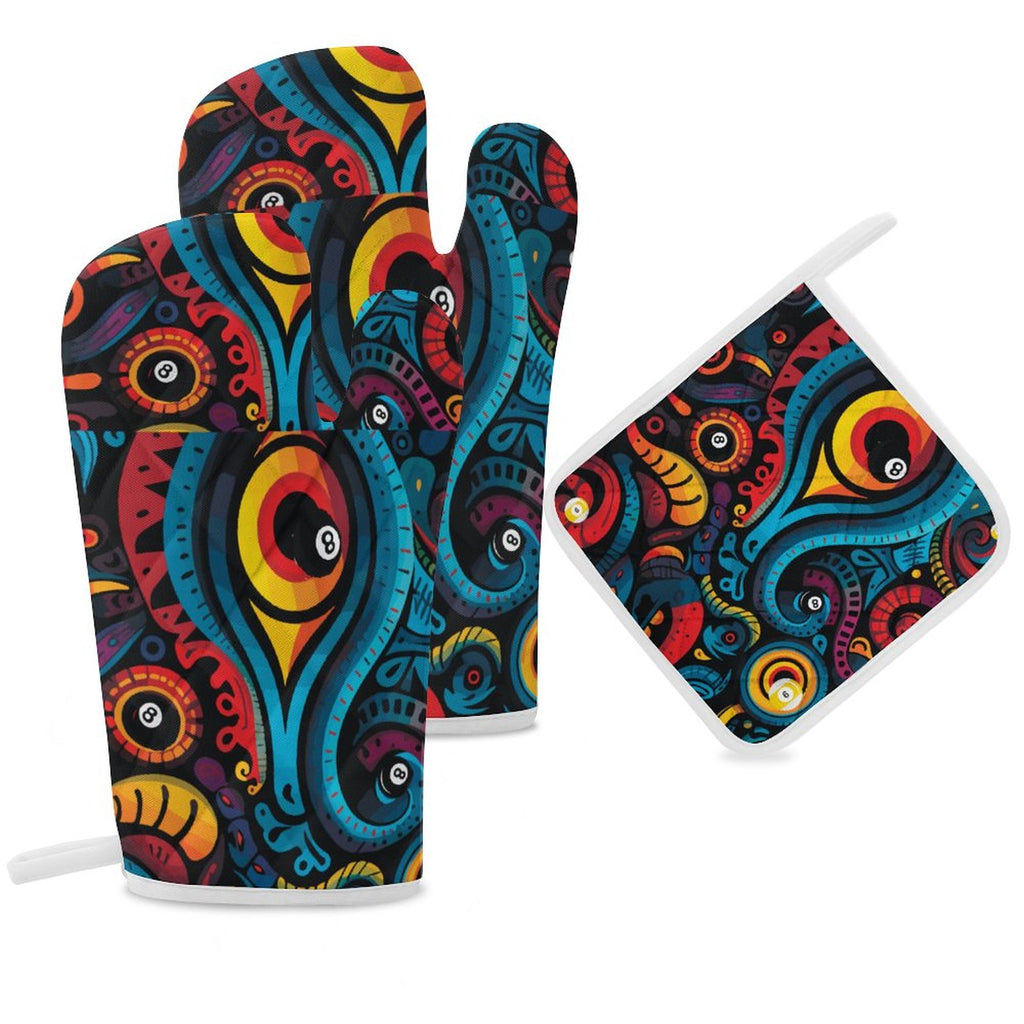 Oven Mitts & Pot Holder Set of 3 (Multi-image Splicing)