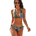Blue Felt  Halter Bikini Set