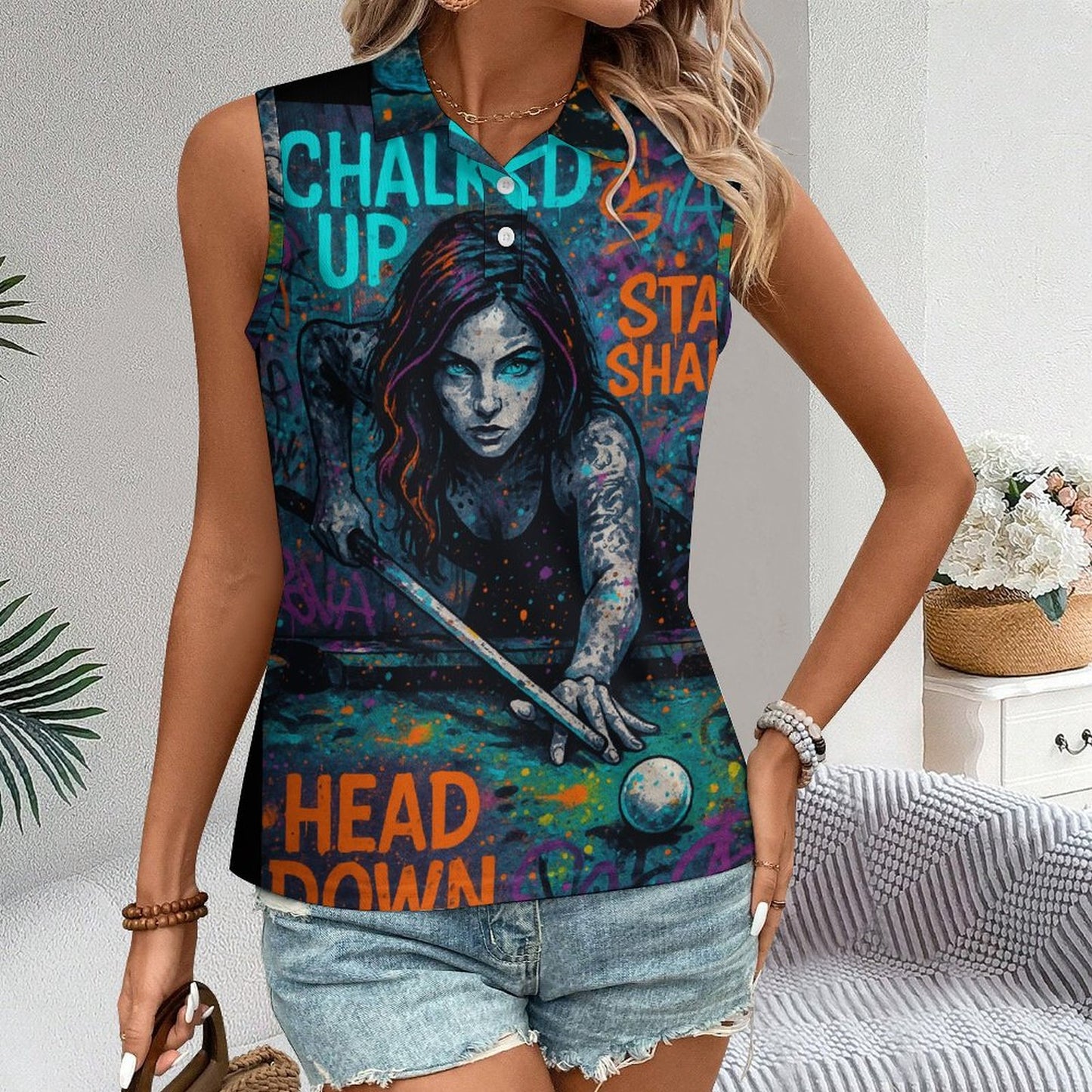 Chalked Up Women's Sleeveless Polo Shirt