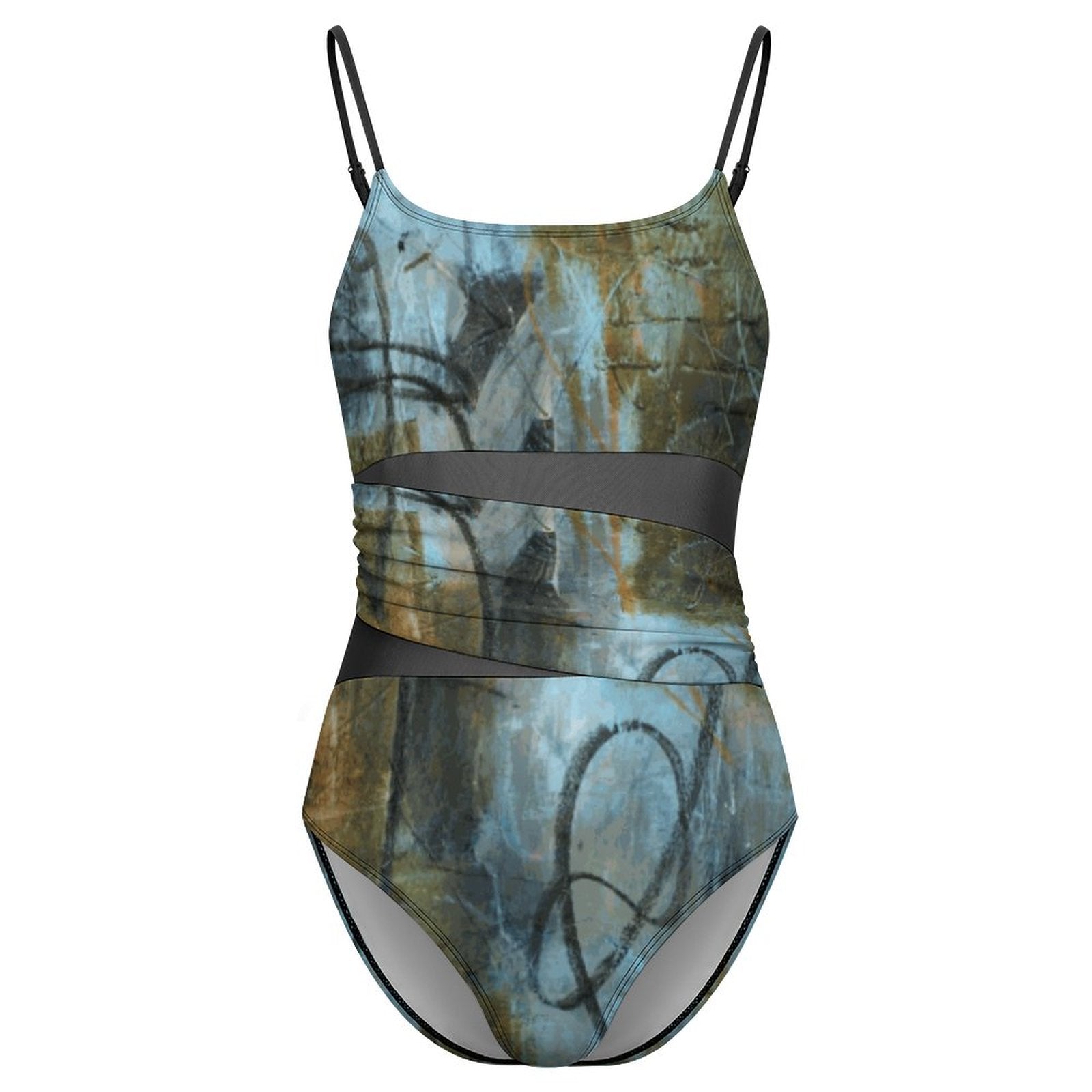 190gsm Mesh Splicing One-Piece Swimsuit(All-Over Printing)