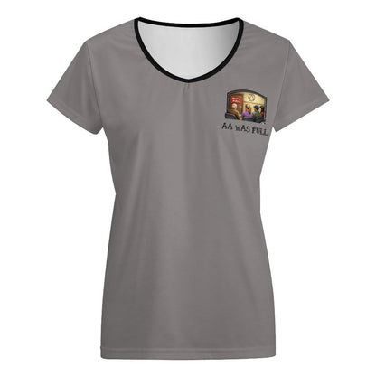 "AA Was Full" Women’s V-Neck Short Sleeve Performance T-Shirt – Soft Stretch Everyday Essential