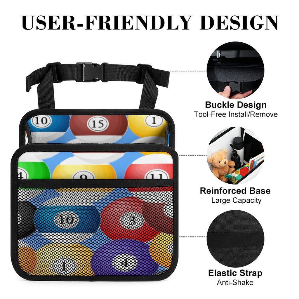 Poolball Car Seat Storage Bag – PU Leather Auto Organizer
