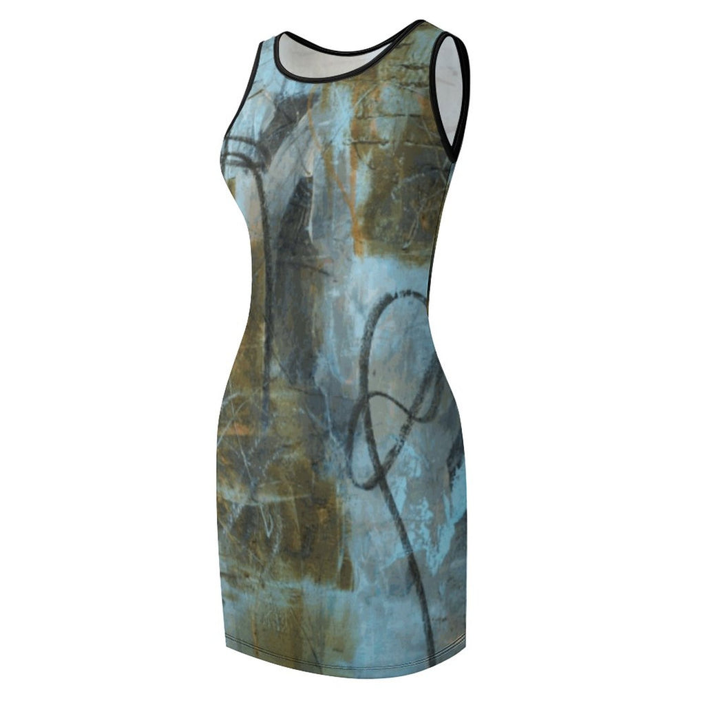 Sleeveless Ladies Tank Dress(All-Over Printing)