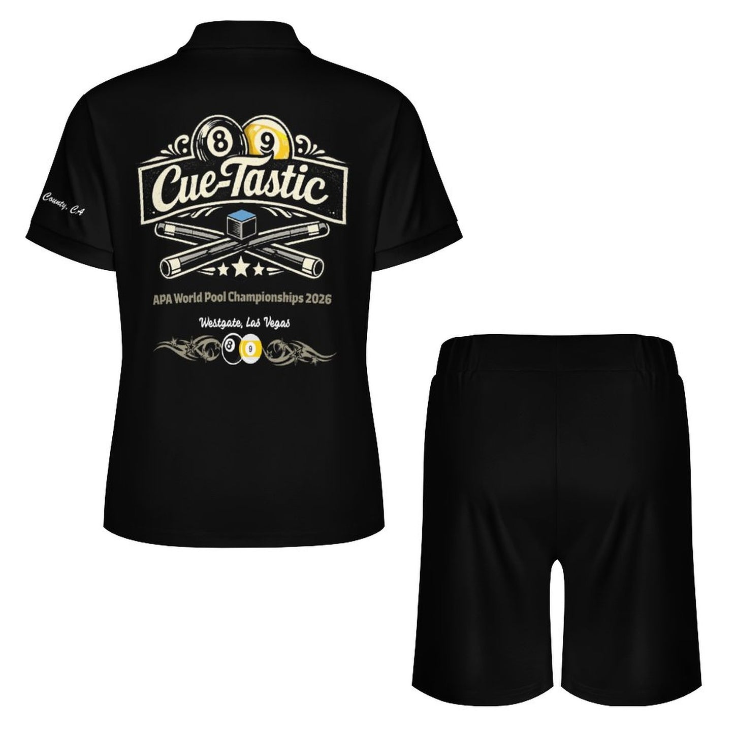 Cue-Tastic Team Shirt - Men's Short Sleeved Polo Shirt and Short Set