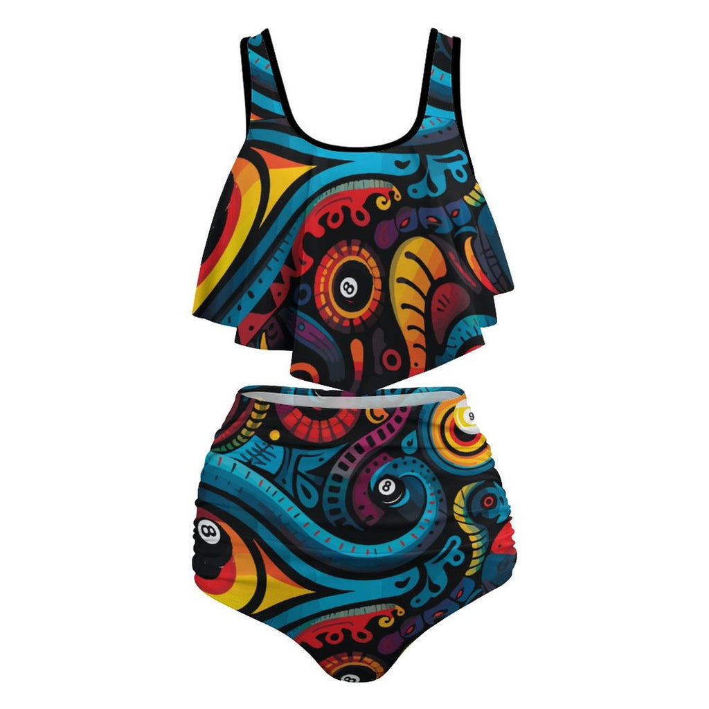 Plus Size Women's Two piece Swimsuit with Tankini(All-Over Printing)