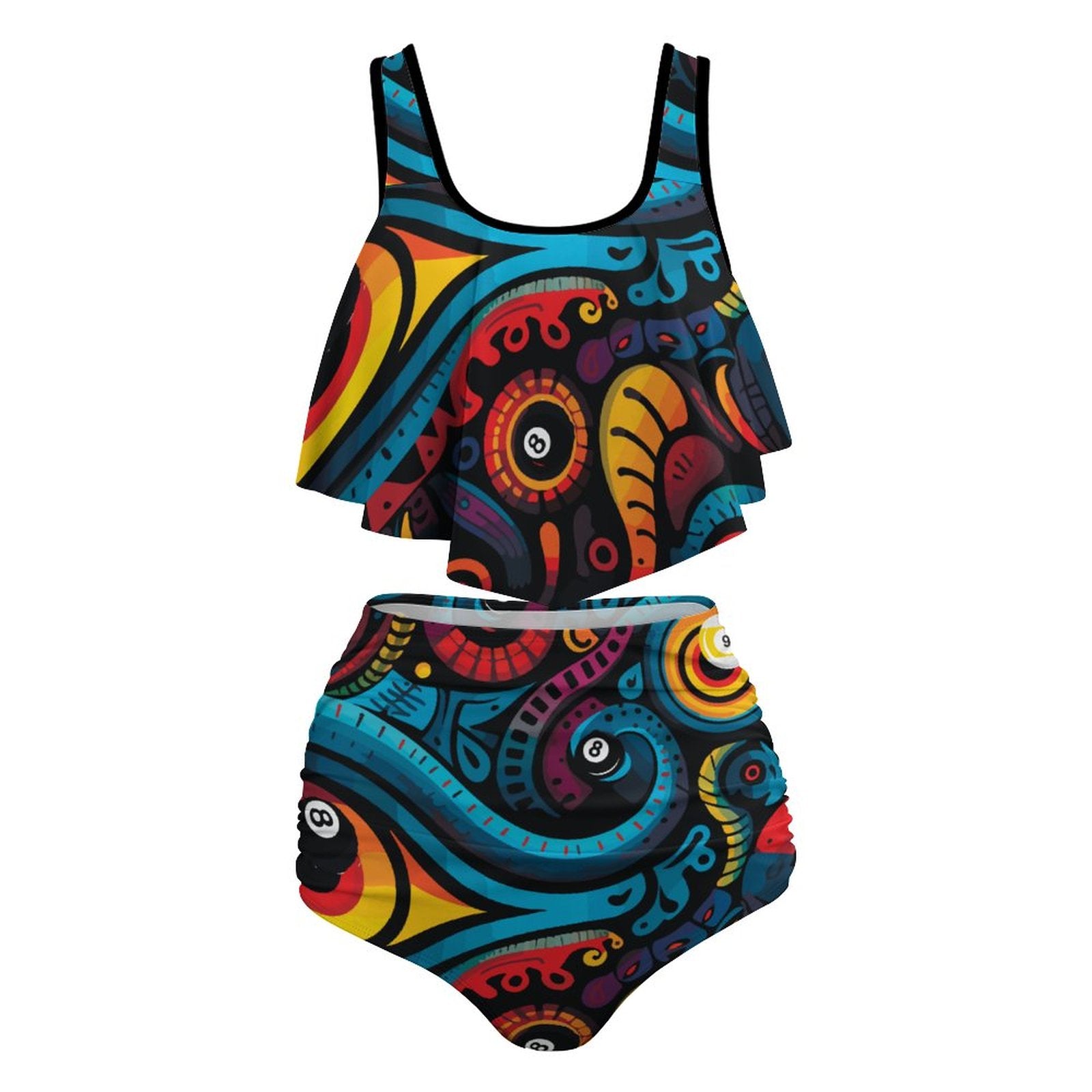 Plus Size Women's Two piece Swimsuit with Tankini(All-Over Printing)