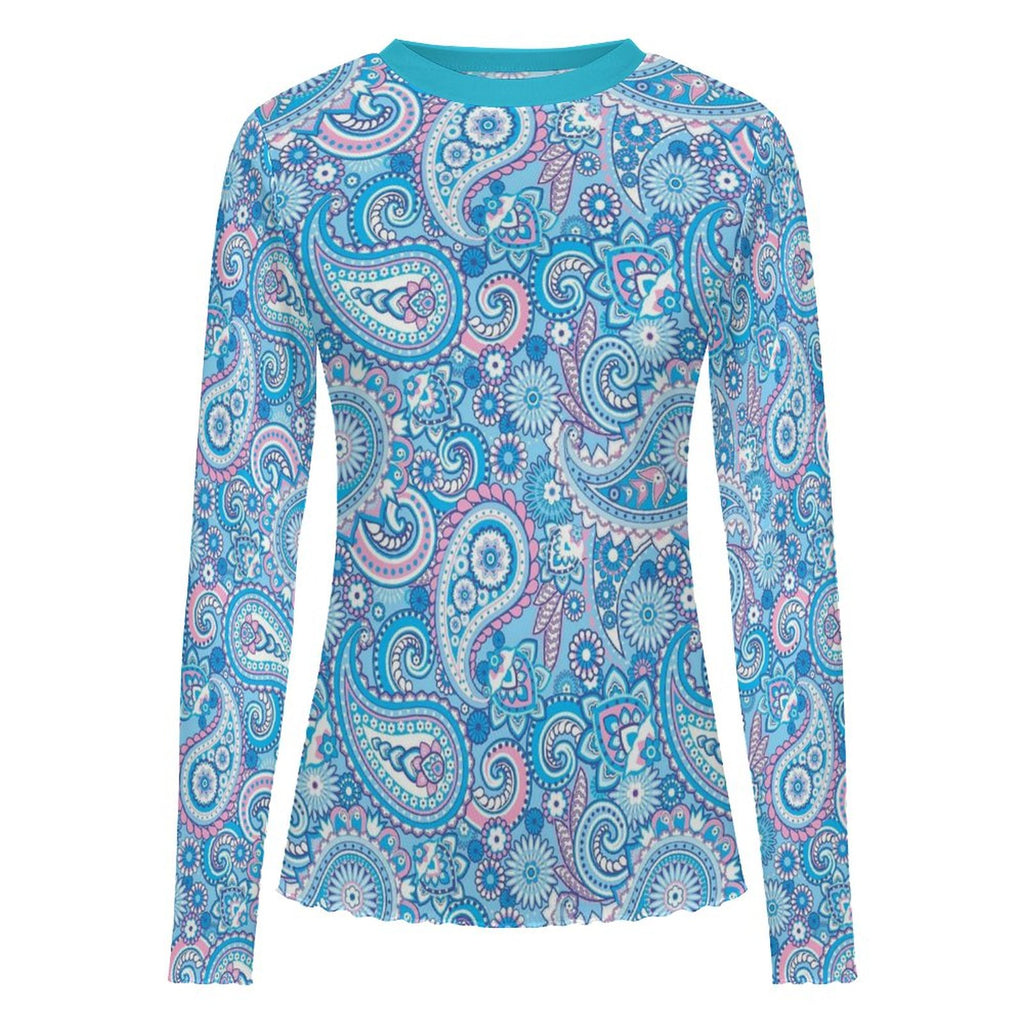 City Apparel - Women's  Long Sleeve Paisley Mesh Shirt