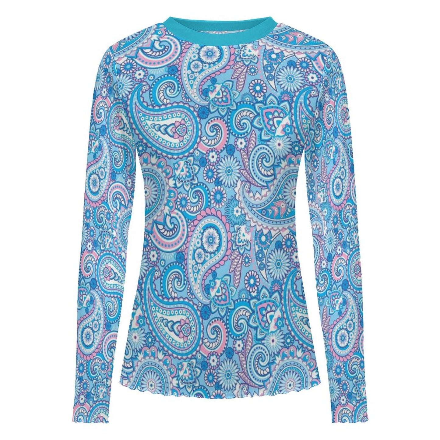 City Apparel - Women's  Long Sleeve Paisley Mesh Shirt