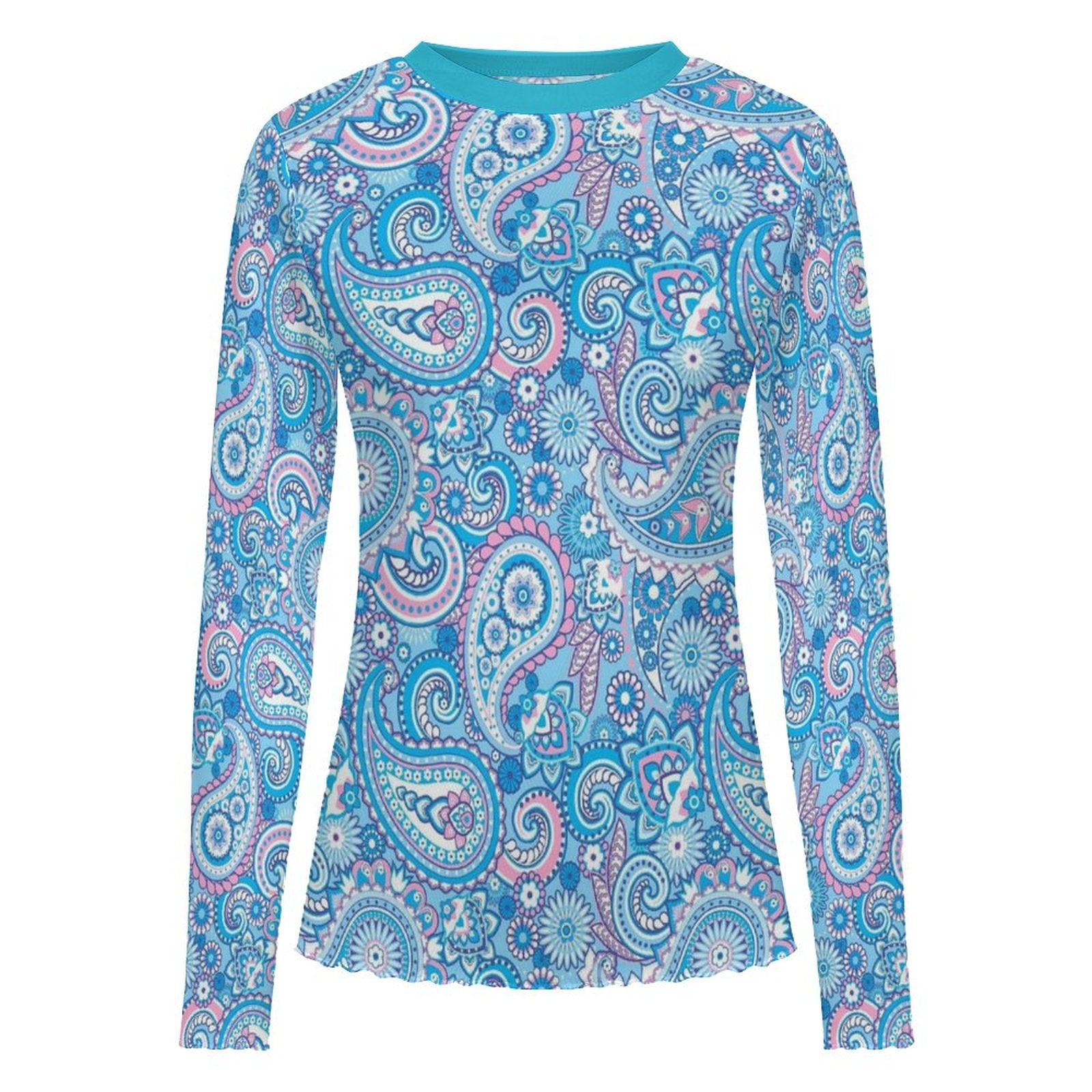 City Apparel - Women's  Long Sleeve Paisley Mesh Shirt