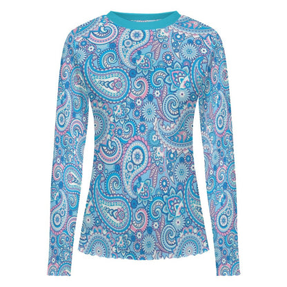 City Apparel - Women's  Long Sleeve Paisley Mesh Shirt