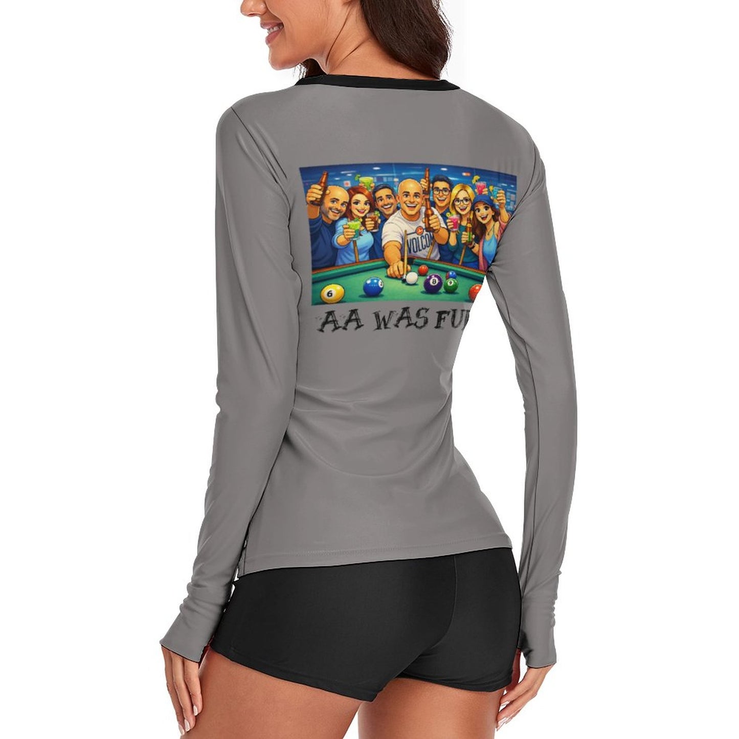 "AA Was Full" Women’s Long Sleeve Sun Protection Performance Shirt – Ice Silk Cooling, UPF 40