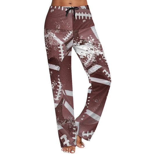 Women’s Straight-Leg Drawstring Football Yoga Pants – Soft Stretch Comfort