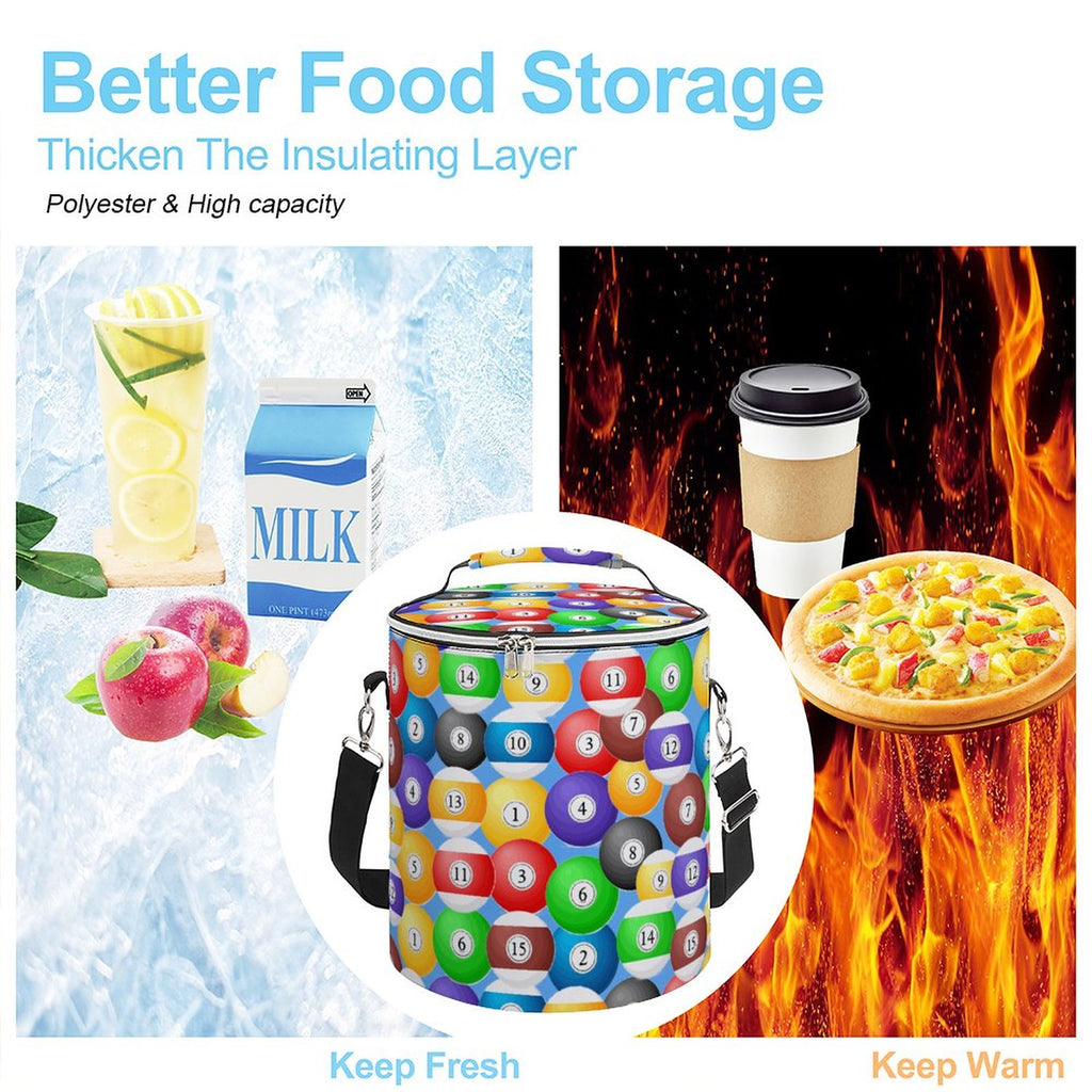 Pool Balls Collection: Round Collapsible Insulated Cooler Bag with Shoulder Strap