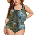 Plus Size Women's Two piece Swimsuit with Tankini(All-Over Printing)