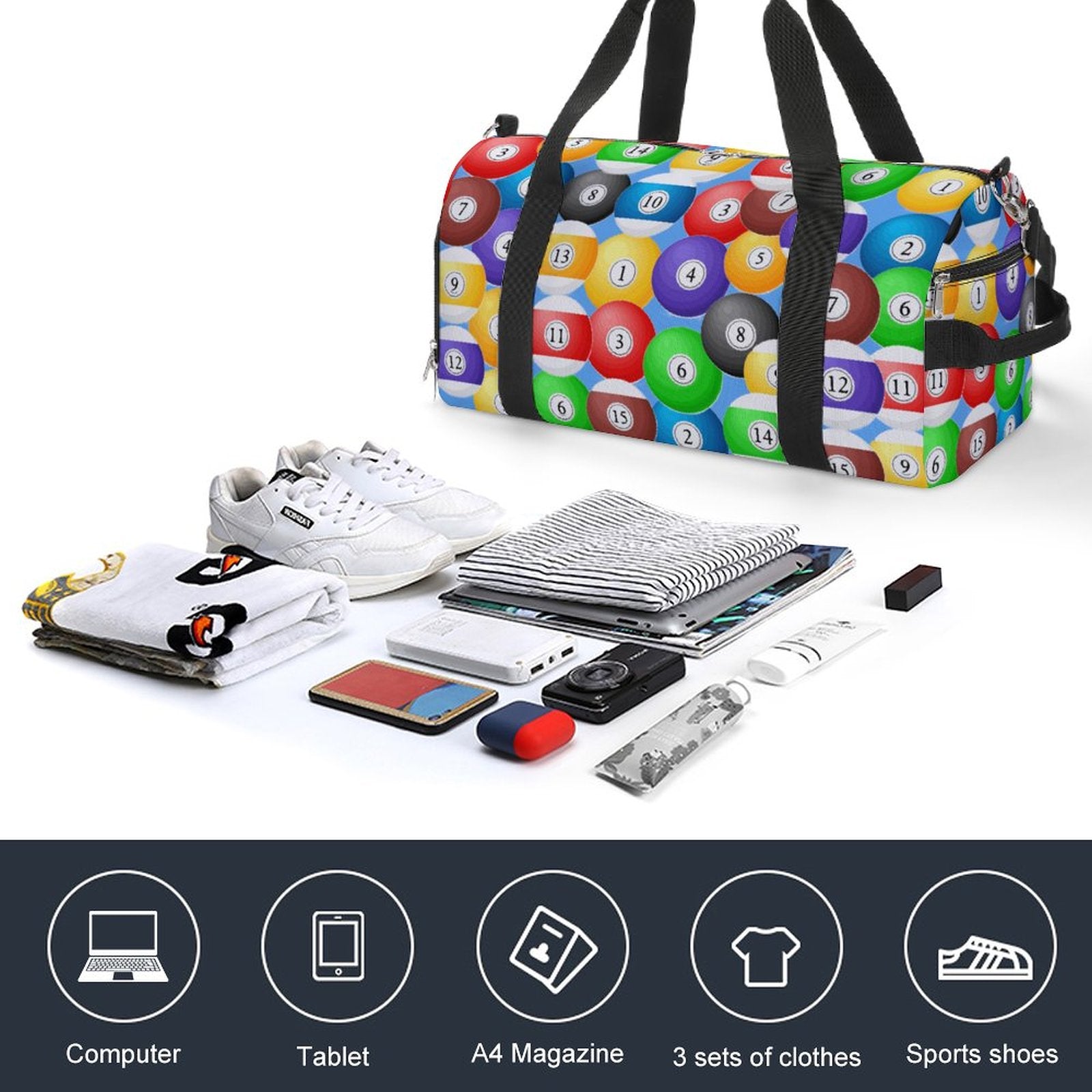 Pool Balls Collection: Gym bag Large Capacity Sports Duffel