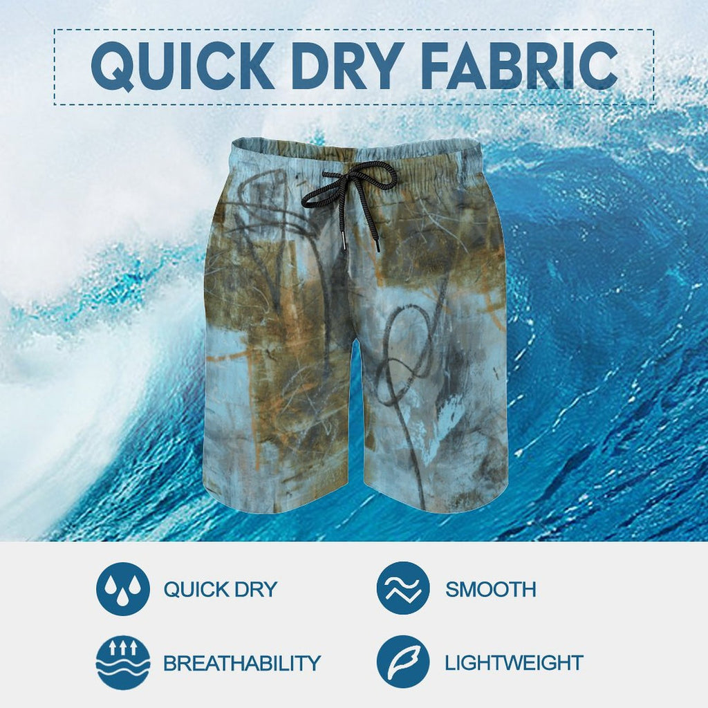Blue Felt Men's Board Shorts | Premium Billiards-Inspired Swim Shorts